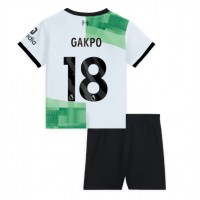 Camisa de Futebol Liverpool Cody Gakpo #18 Equipamento Secundário Infantil 2023-24 Manga Curta (+ Calças curtas)